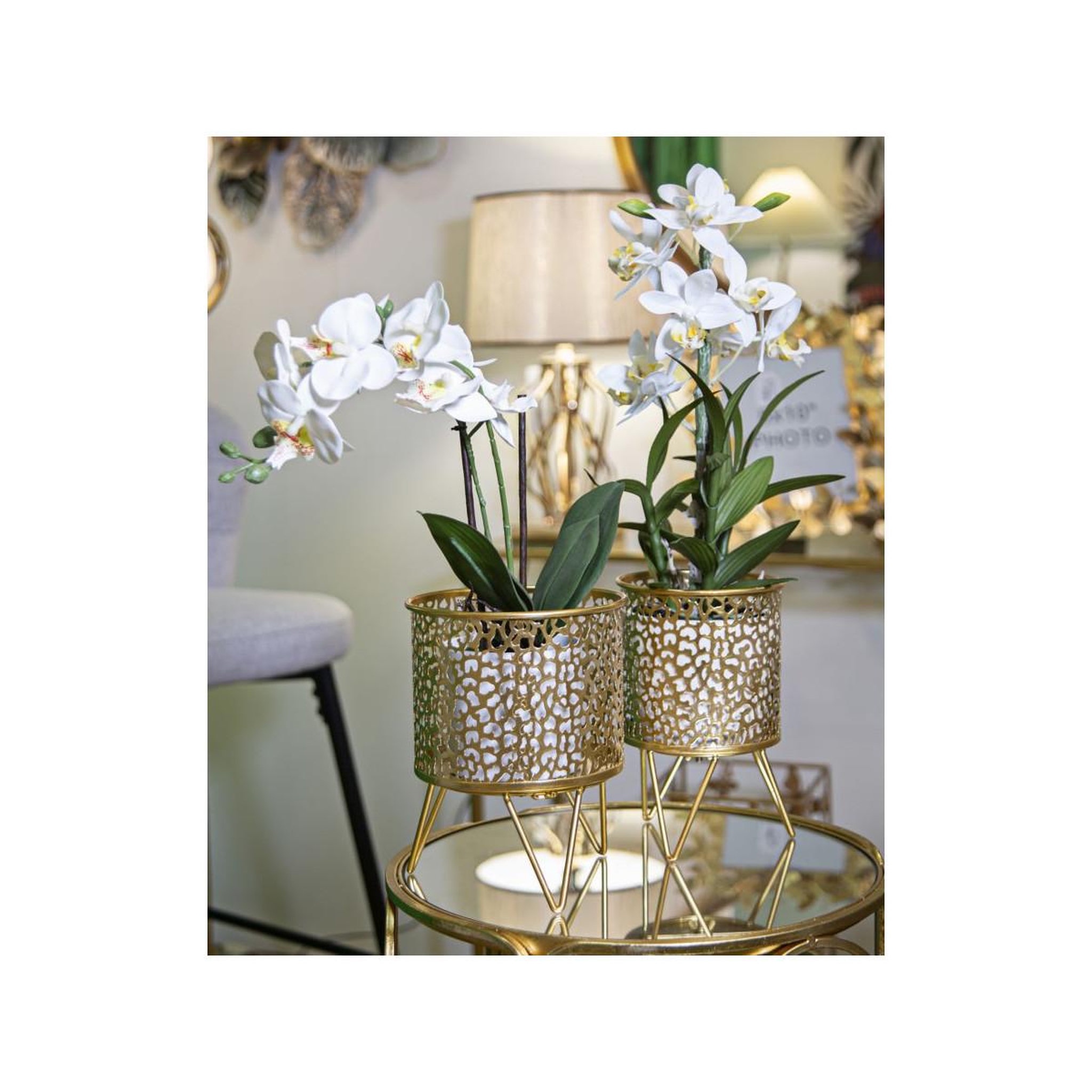 Voir la diapositive 5 : Paris Prix Lot de 2 cache-pots design  piny  20cm or