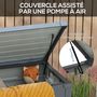 Voir la diapositive 6 : OUTSUNNY Coffre de jardin grande taille 311L verrouillable - roulettes, poignées, vérins gaz - acier anthracite