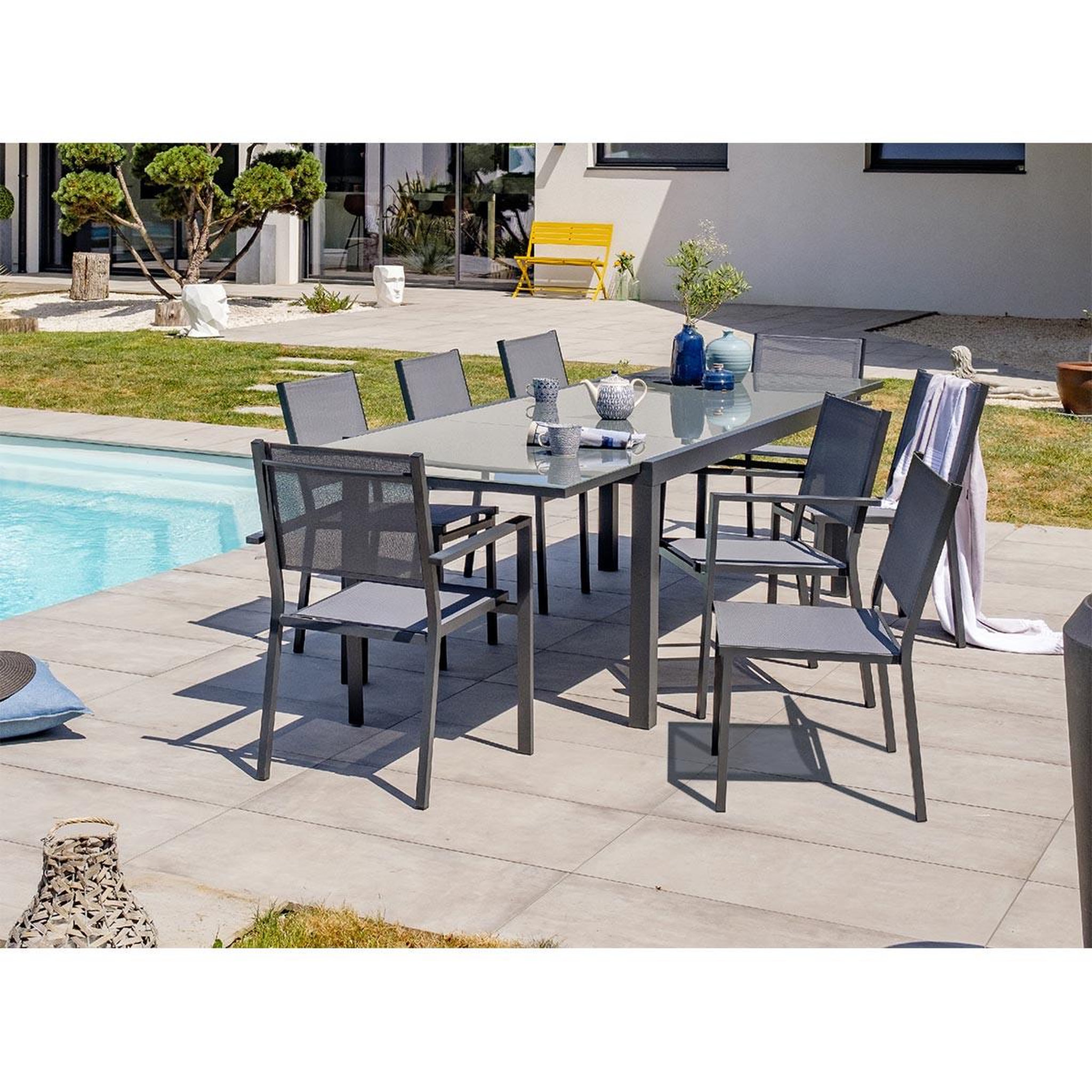 Voir la diapositive 5 : DCB GARDEN Chaise de Jardin Empilable  Tolede  87cm Gris Anthracite