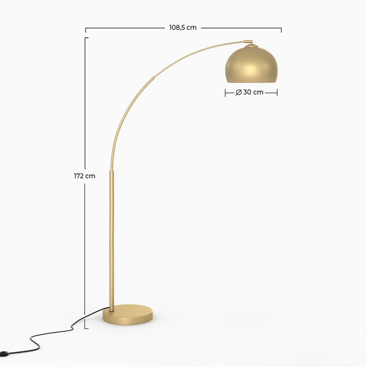 Rendez vous déco Lampadaire en métal couleur noir et laiton - Dinard