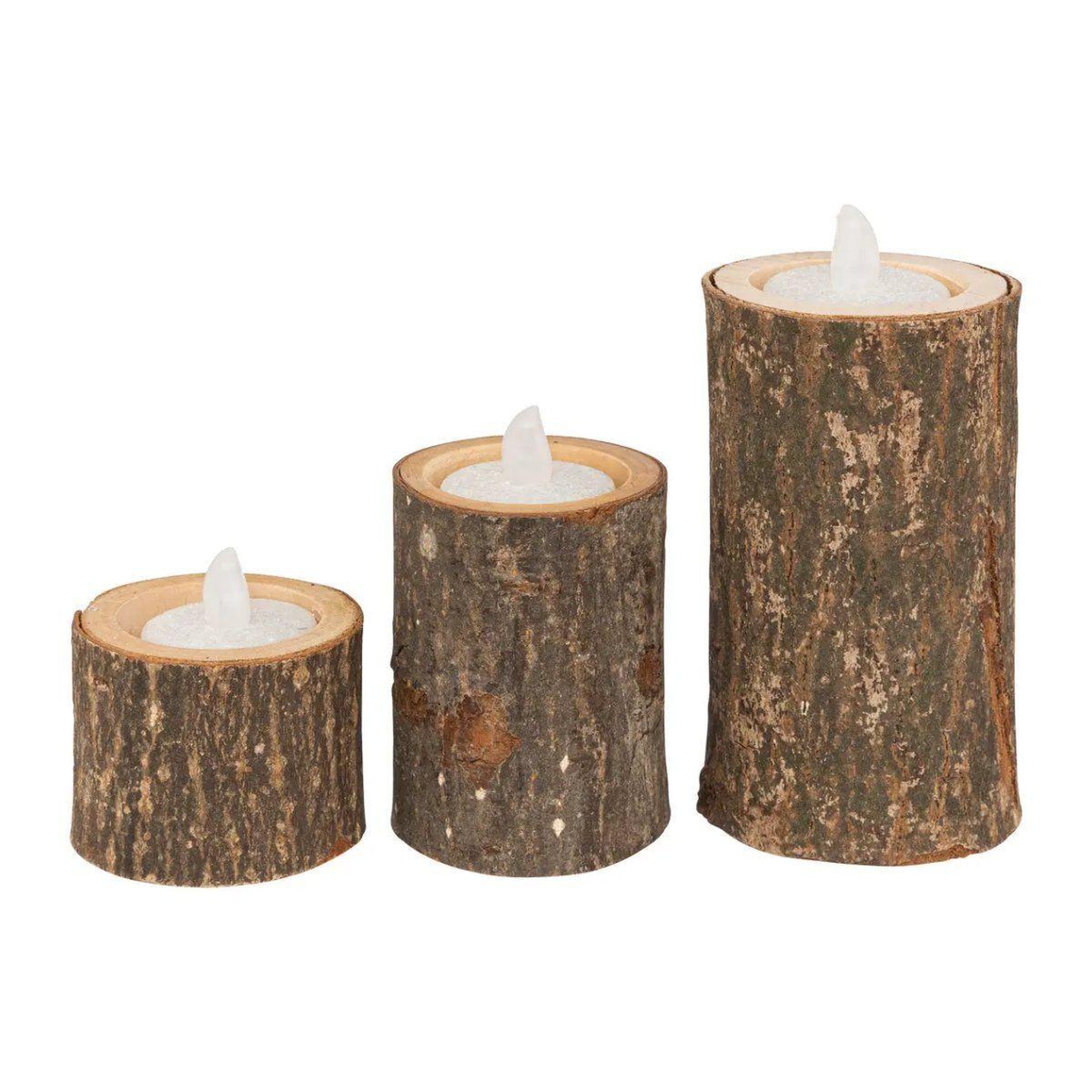 ATMOSPHERA Lot de 3 photophores  marron glacé  11cm naturel