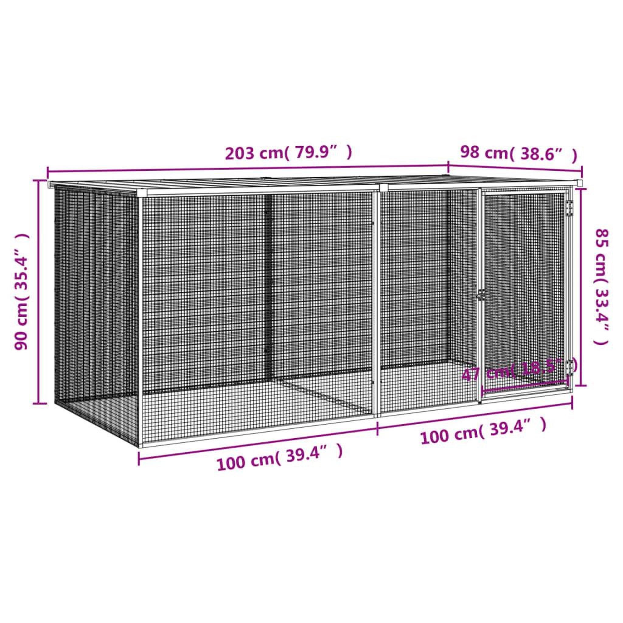 Voir la diapositive 6 : VIDAXL Poulailler avec toit gris clair 203x98x90 cm acier galvanise