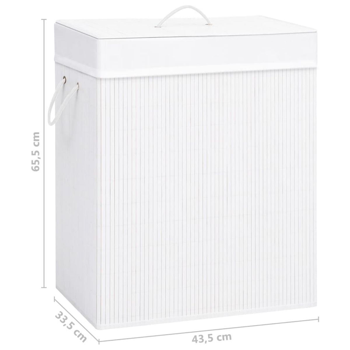 VIDAXL Panier a linge avec une seule section bambou blanc 83 L