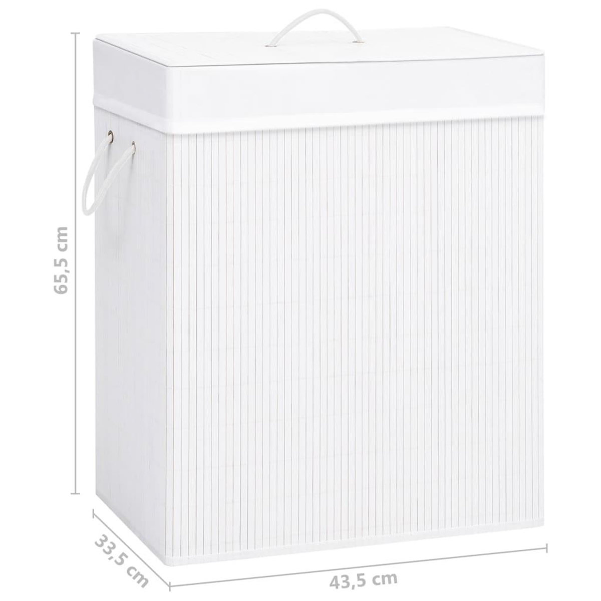 VIDAXL Panier a linge avec une seule section bambou blanc 83 L