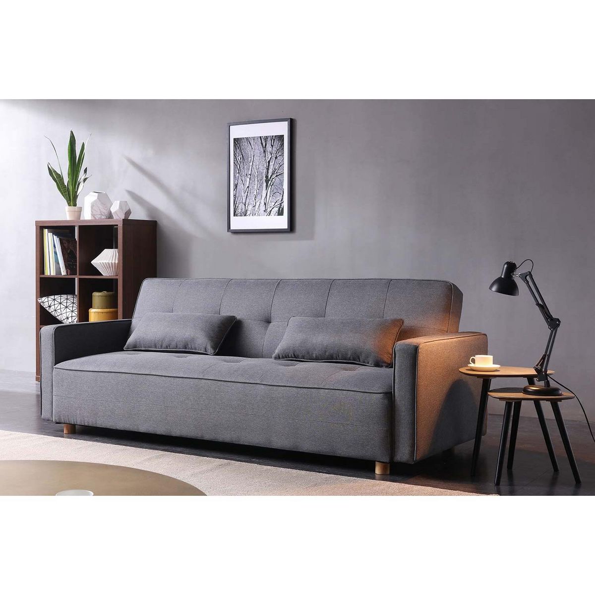 CONCEPT USINE Canapé scandinave convertible 3 places en tissu gris COPENHAGUE