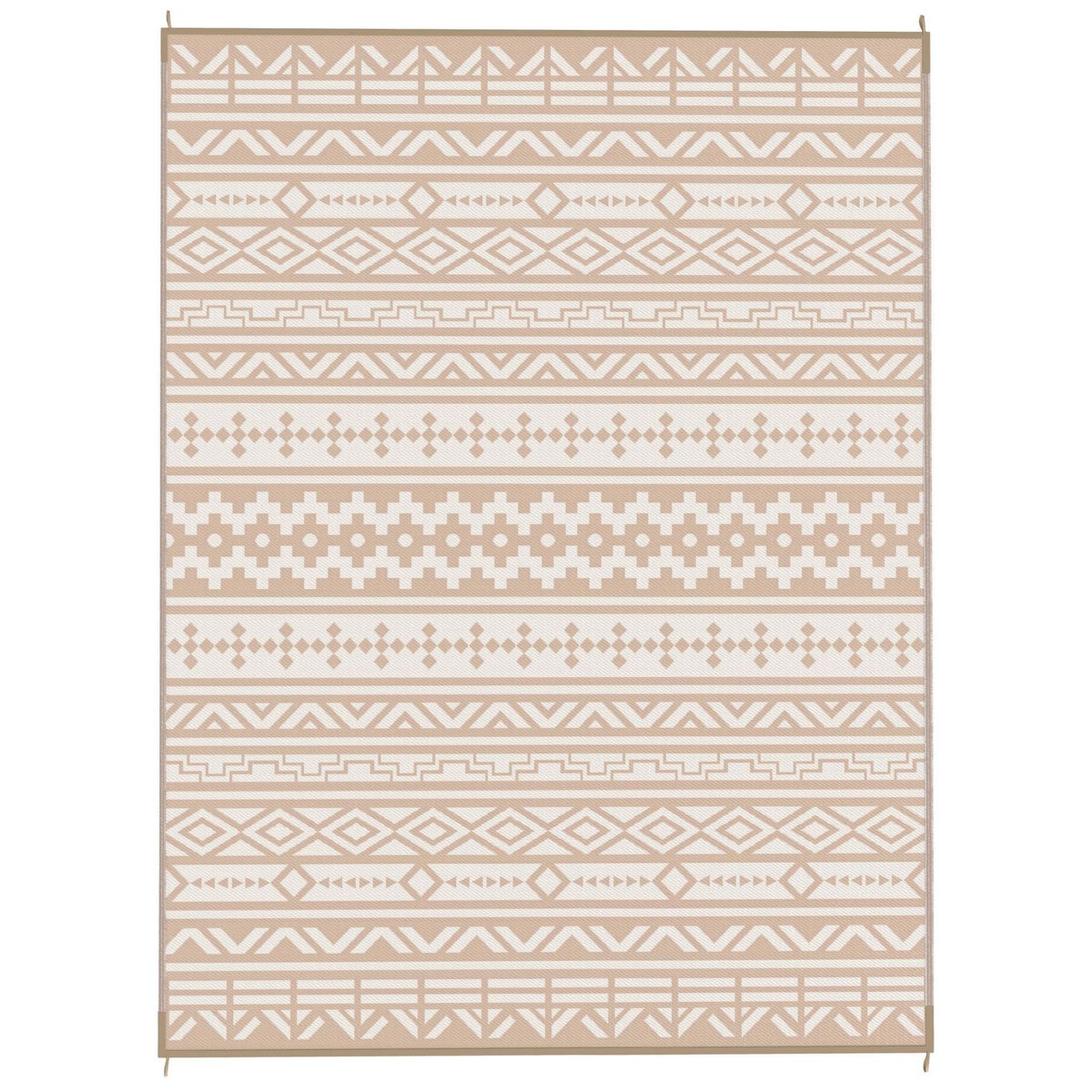 OUTSUNNY Tapis d'extérieur réversible motif graphique dim. 3,7 x 2,7 m sac transport inclus kaki beige