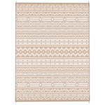 OUTSUNNY Tapis d'extérieur réversible motif graphique dim. 3,7 x 2,7 m sac transport inclus kaki beige