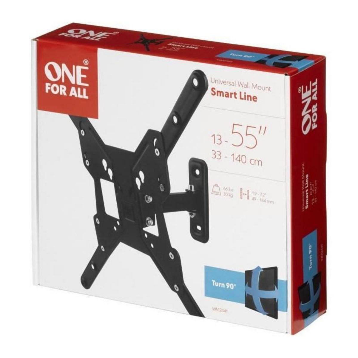 ONEFORALL1 ONE FOR ALL WM2441 Support mural inclinable et orientable a 90 pour TV de 33 a 140cm 13-55