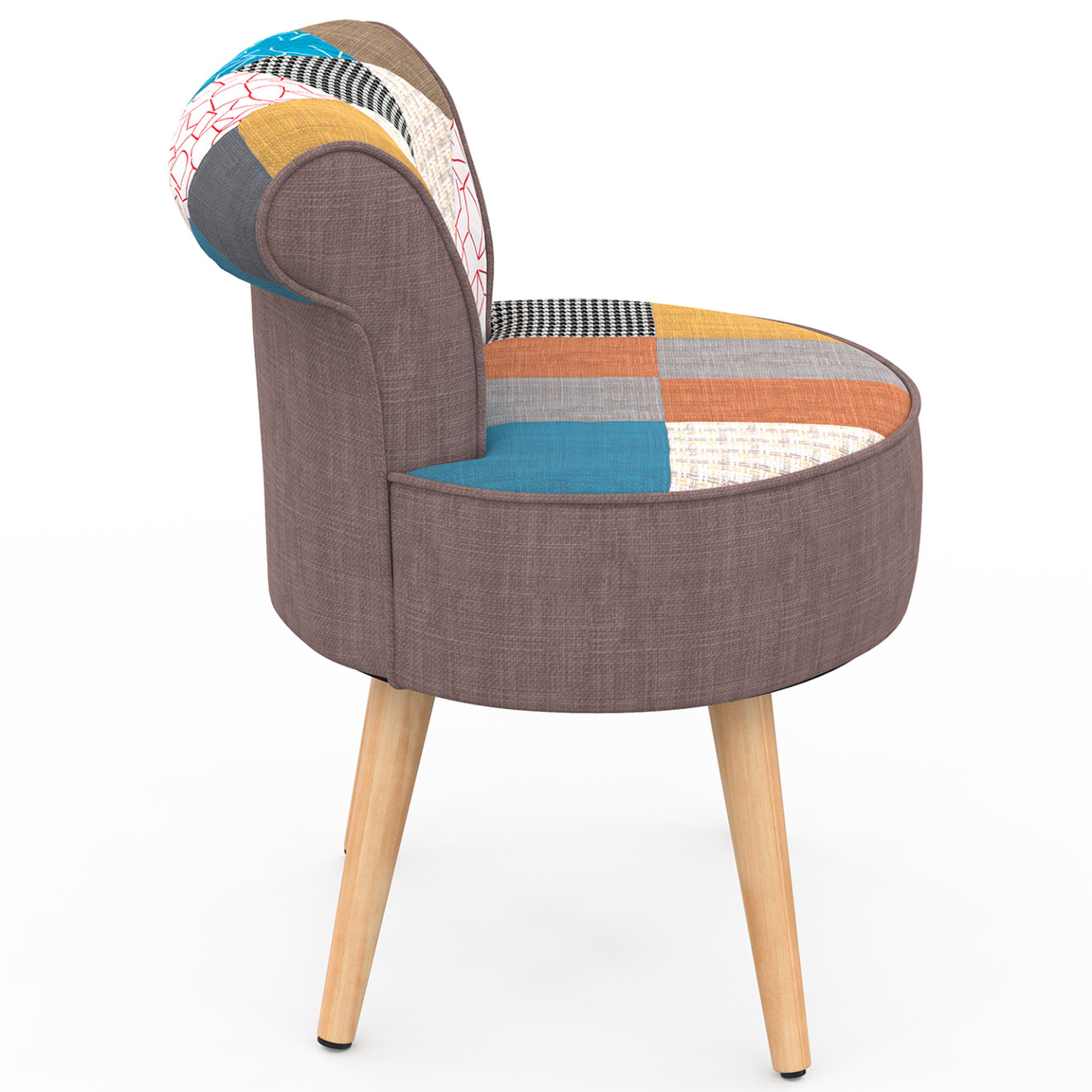 Voir la diapositive 4 : ID MARKET Fauteuil crapaud en tissu patchwork multicouleurs