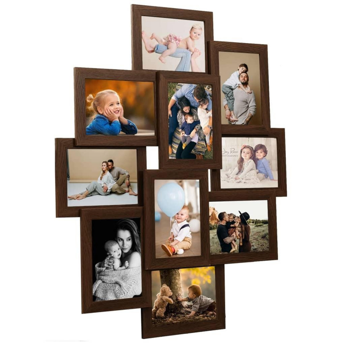VIDAXL Collage de cadres photo de photo 10x(10x15 cm) Marron fonce MDF