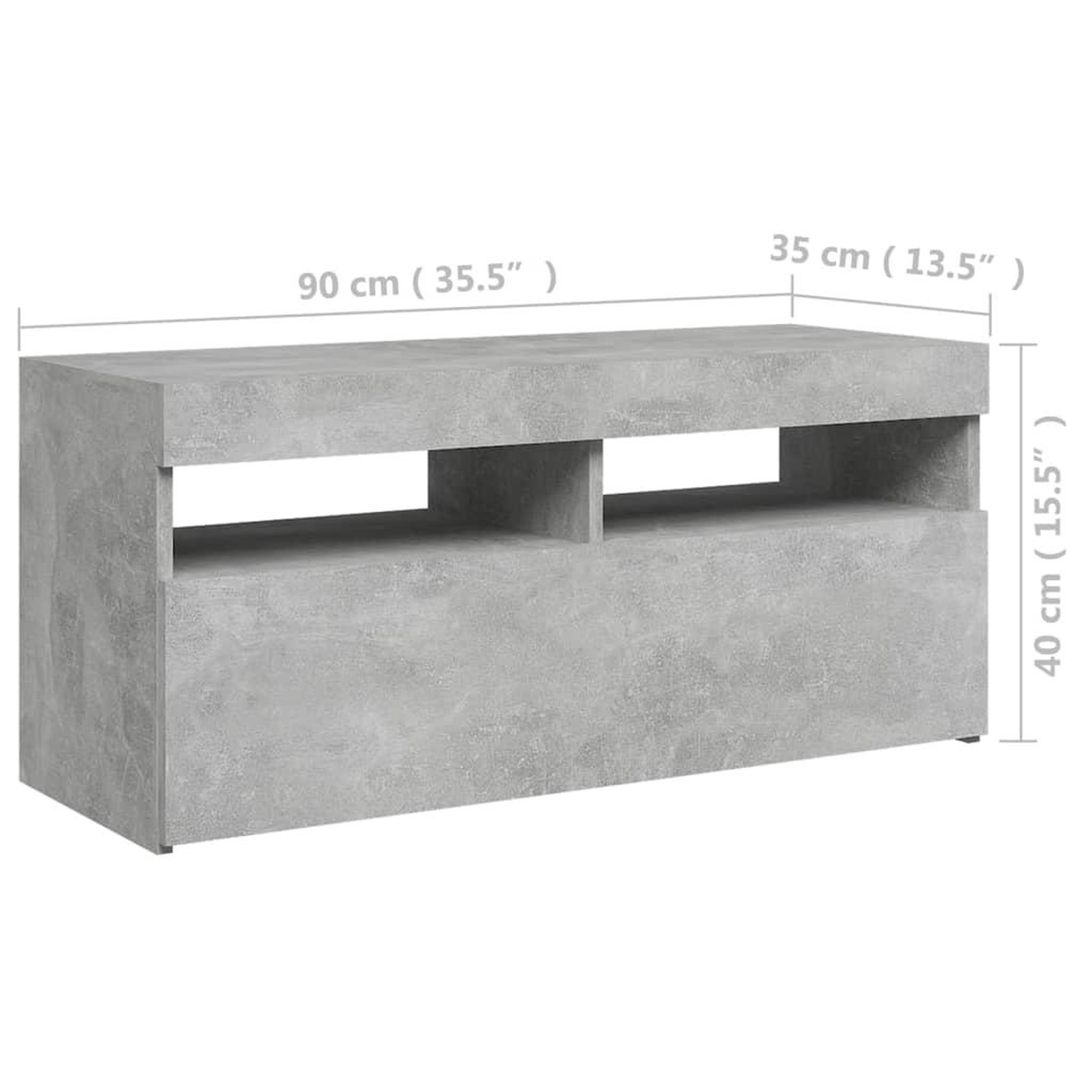 Voir la diapositive 6 : VIDAXL Meuble TV avec lumieres LED gris beton 90x35x40 cm