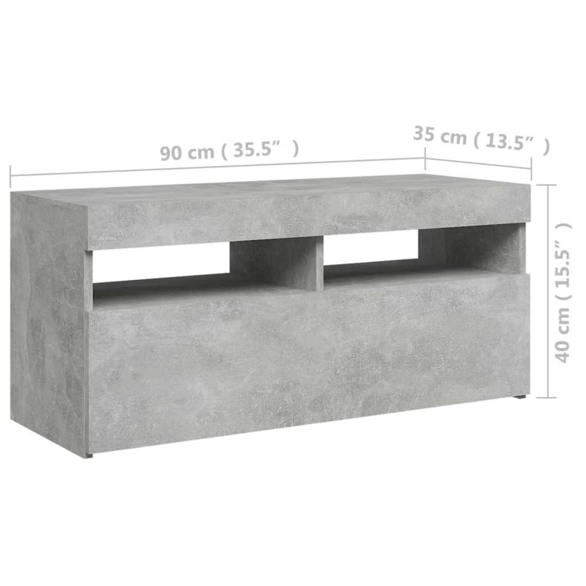 VIDAXL Meuble TV avec lumieres LED gris beton 90x35x40 cm
