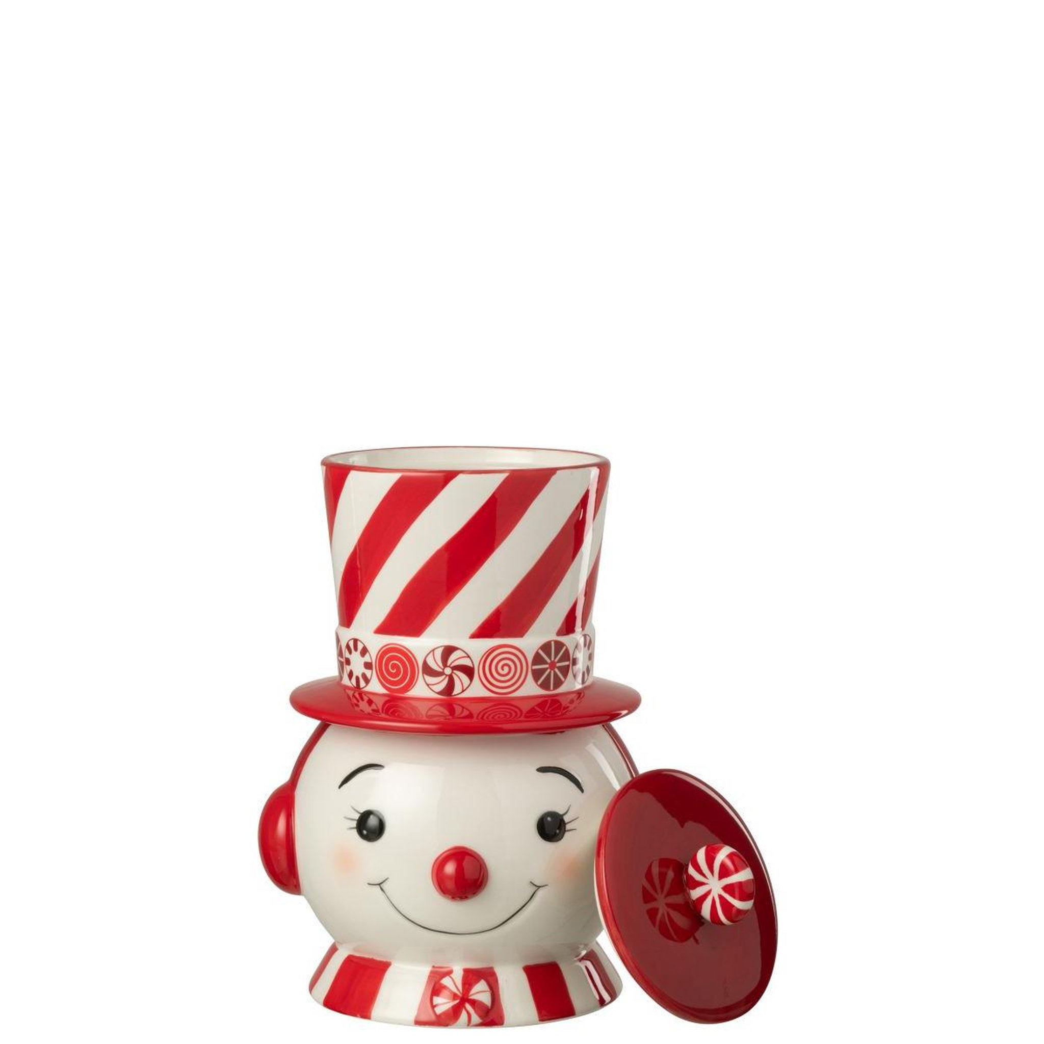 Voir la diapositive 2 : J-LINE Boîte déco noël  bonhomme de neige  30cm rouge