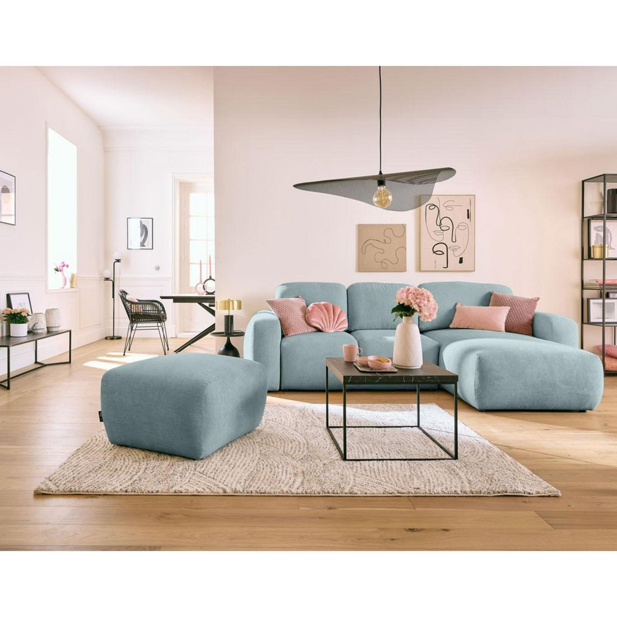 LISA DESIGN Sorrente - canapé d'angle réversible - convertible avec coffre - 4 places - en tissu texturé