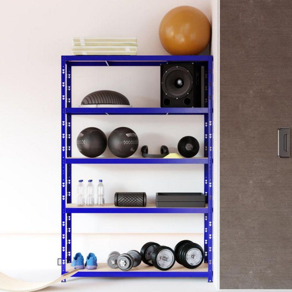 EUROSPEN Etagère de rangement modulable et polyvalente pour atelier, garage, cave... Charge Lourde max 875kg -180x120x40cm - Bleu