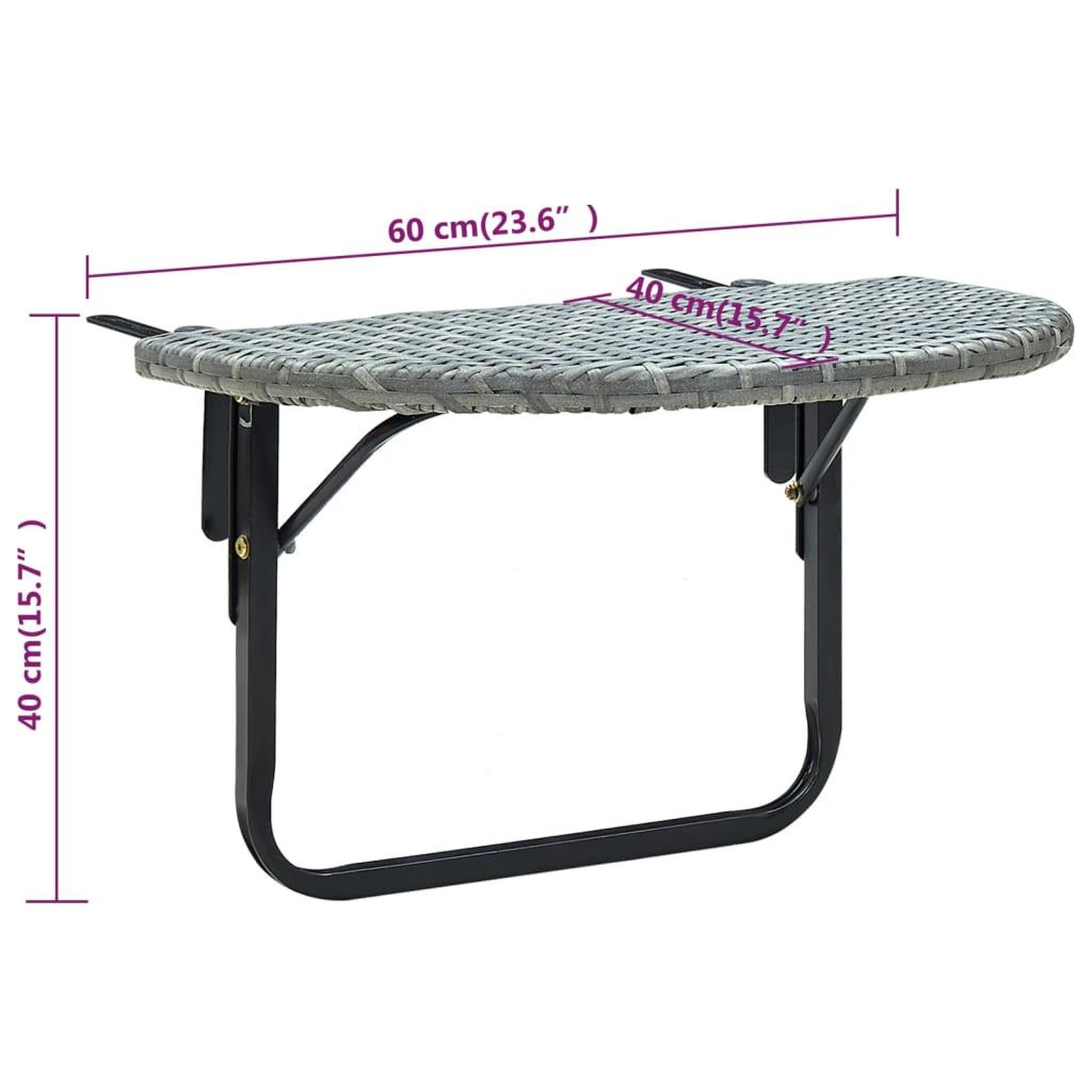 Voir la diapositive 6 : VIDAXL Table de balcon Gris 60x60x40 cm Resine tressee