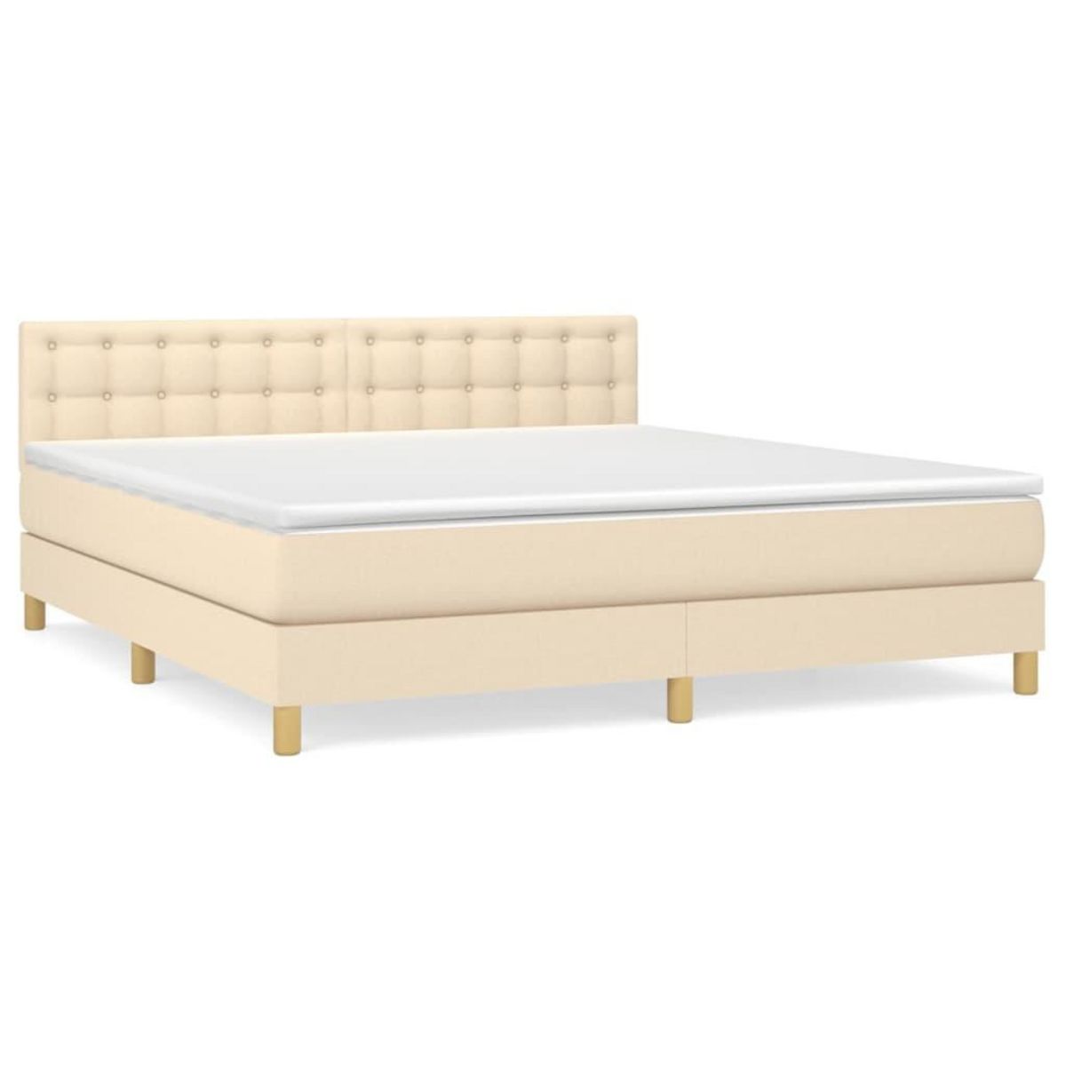 VIDAXL Sommier a lattes de lit avec matelas Creme 180x200 cm Tissu
