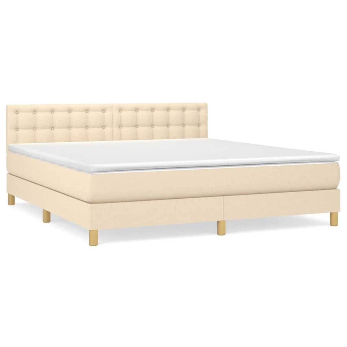 VIDAXL Sommier a lattes de lit avec matelas Creme 180x200 cm Tissu