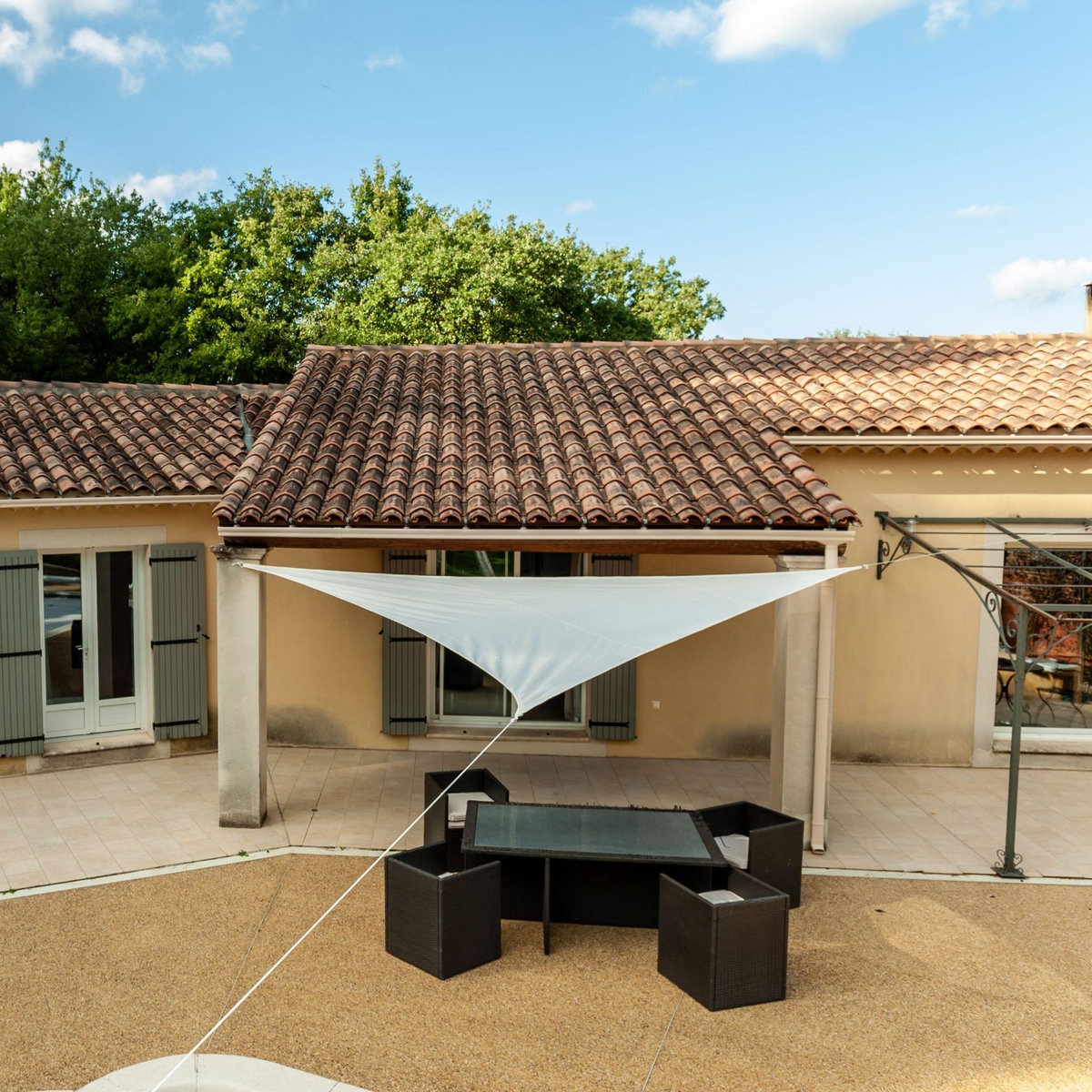 WERKAPRO Voile d'ombrage crème triangulaire en polyester 5m