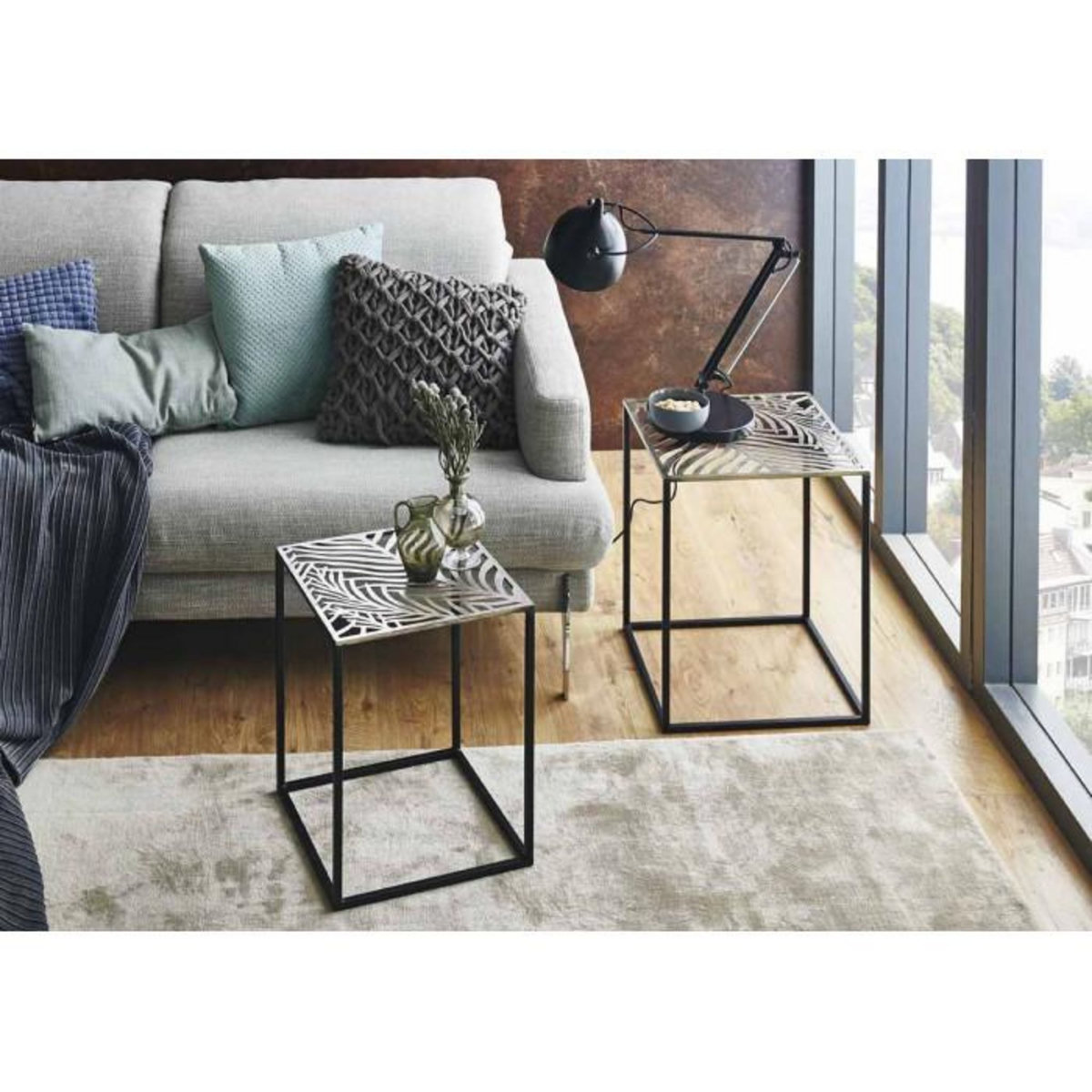 Paris Prix Lot de 2 Tables d'Appoint Carrées  Aglae  50cm Bronze