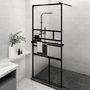 Voir la diapositive 1 : VIDAXL Paroi de douche avec etagere Noir 90x195 cm Verre ESG&Aluminium