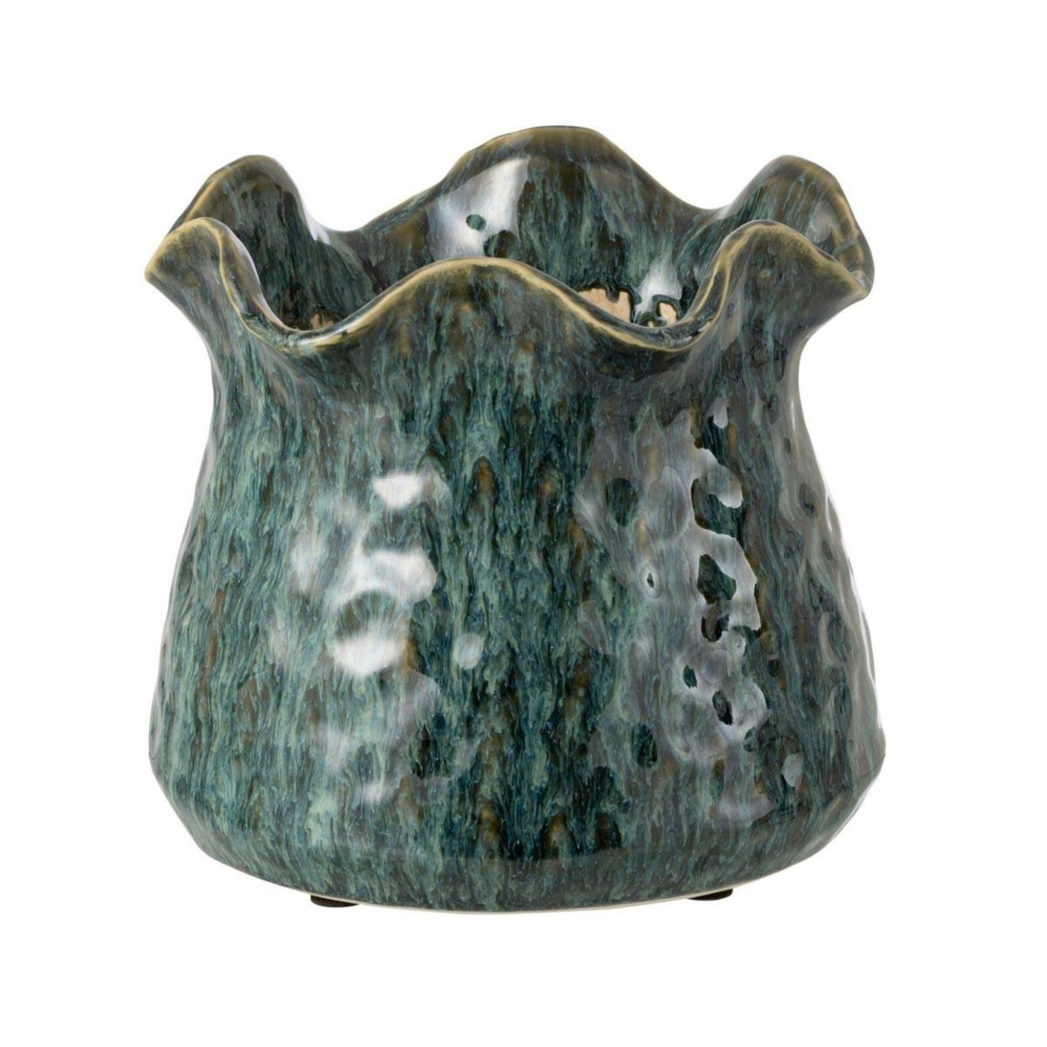 J-LINE Cache-pot déco en argile  roni  20cm bleu