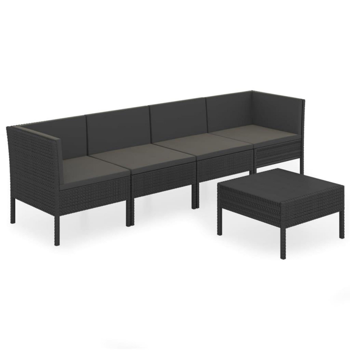 VIDAXL Salon de jardin 5 pcs avec coussins resine tressee noir