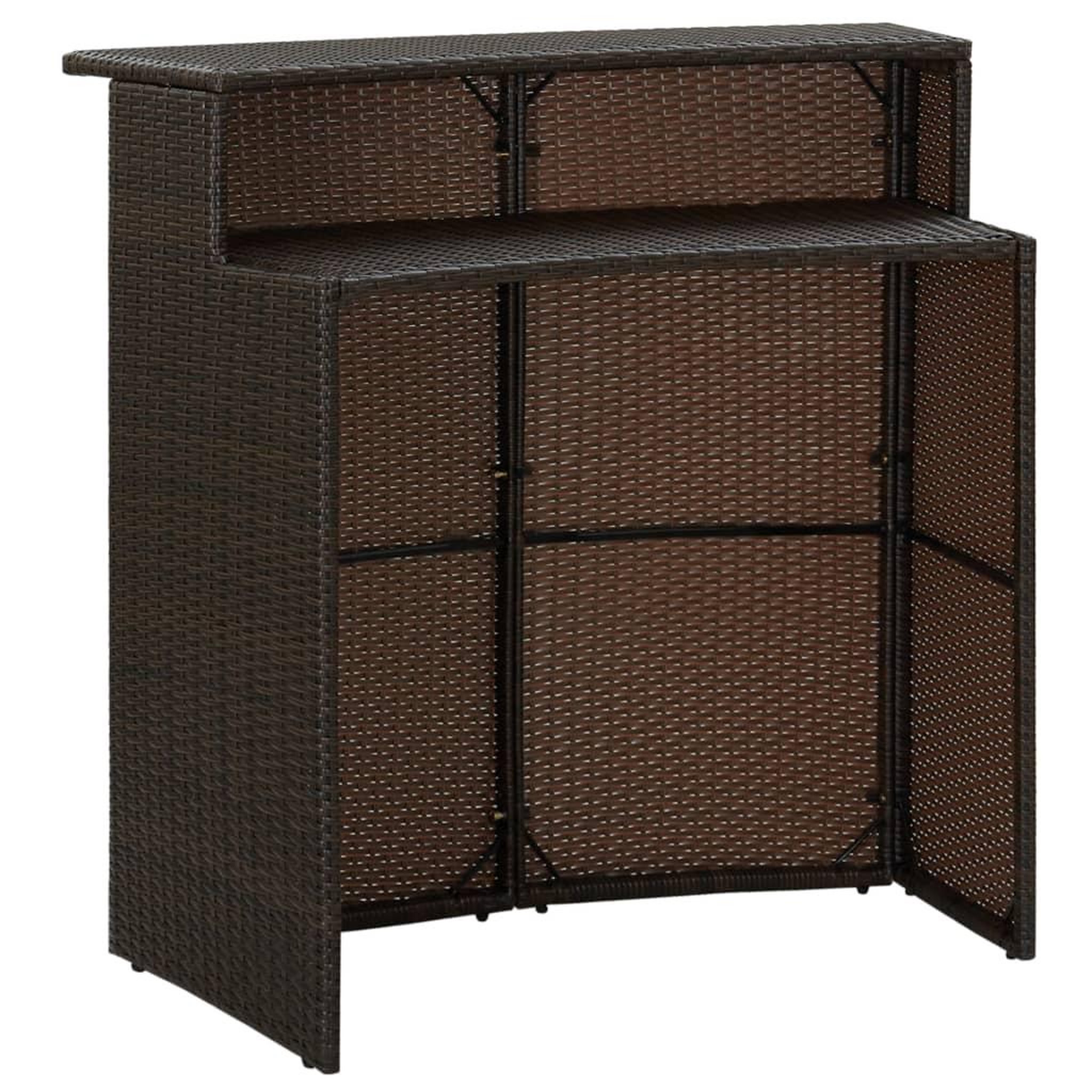 Voir la diapositive 3 : VIDAXL Table de bar de jardin Marron 120x55x110 cm Resine tressee