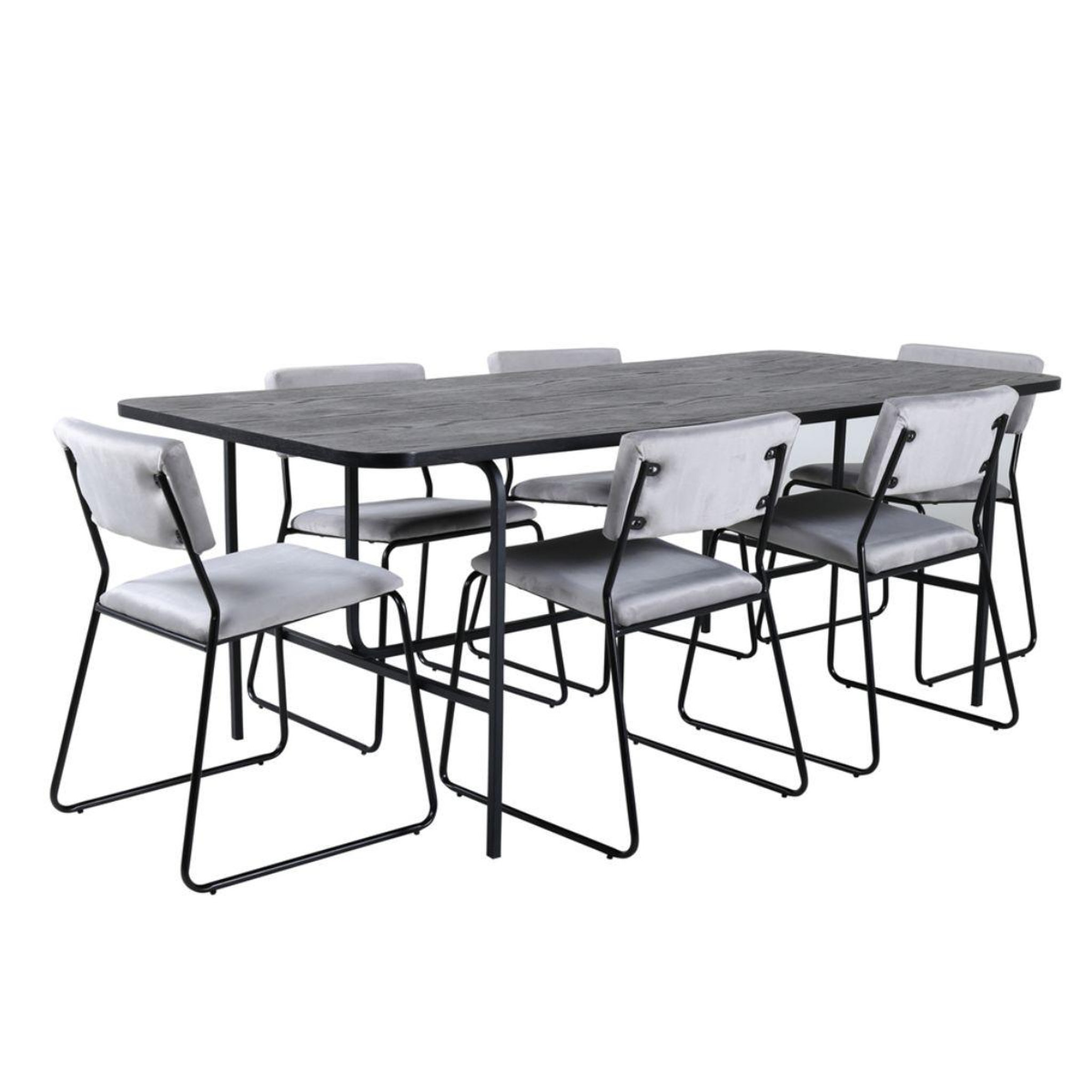 Paris Prix Ensemble table à manger & 6 chaises  uno & kenth  200cm gris & noir