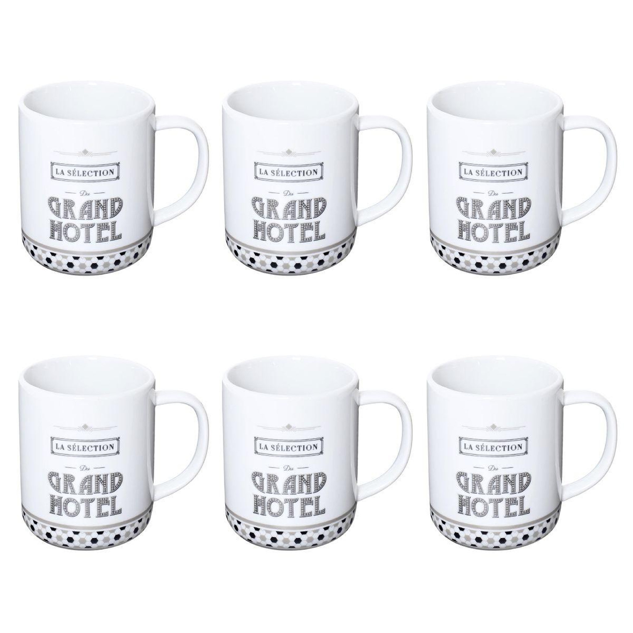 Voir la diapositive 1 : The Home Deco Factory Lot de 6 mugs  grand hôtel  30cl blanc