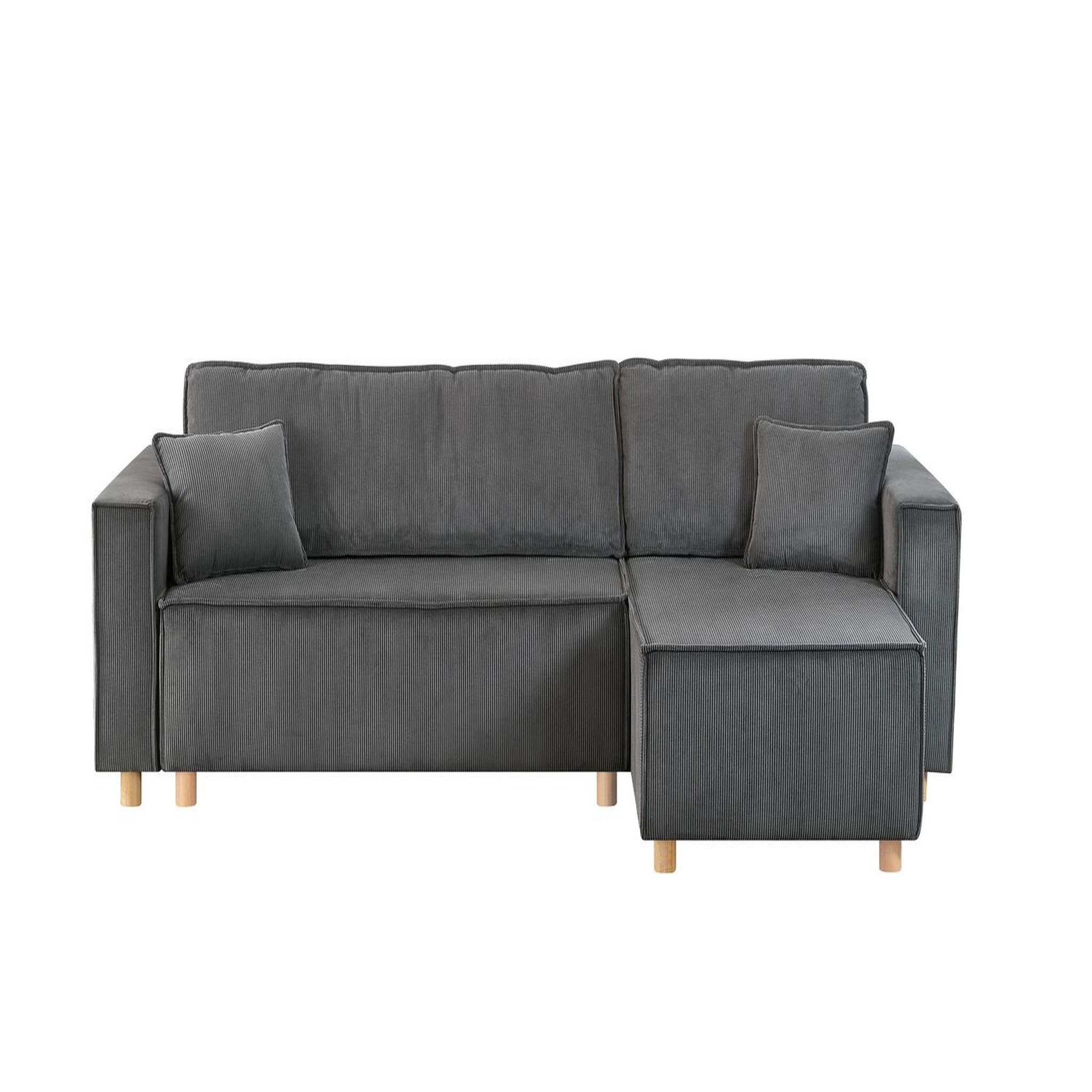 CONCEPT USINE Canapé convertible d'angle réversible 4 places velours côtelé gris cosy