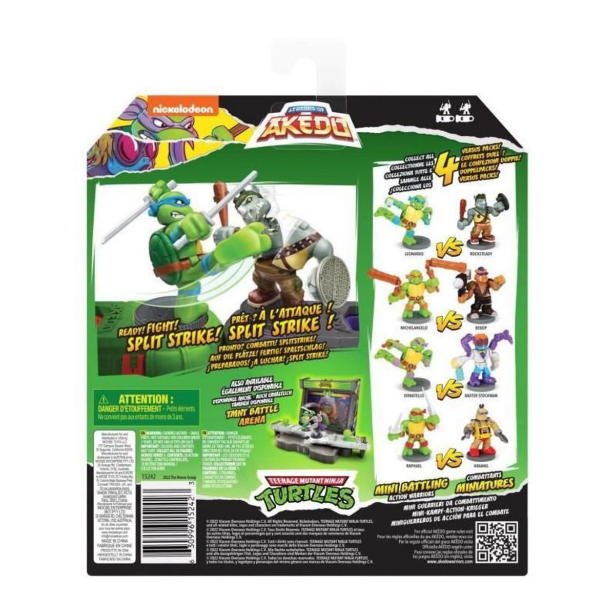 MOOSE TOYS Coffret Tortues Ninja Leonardo vs Kraang - Akedo - Moose Toys - Armes uniques - 4 coffrets duel a collectionner