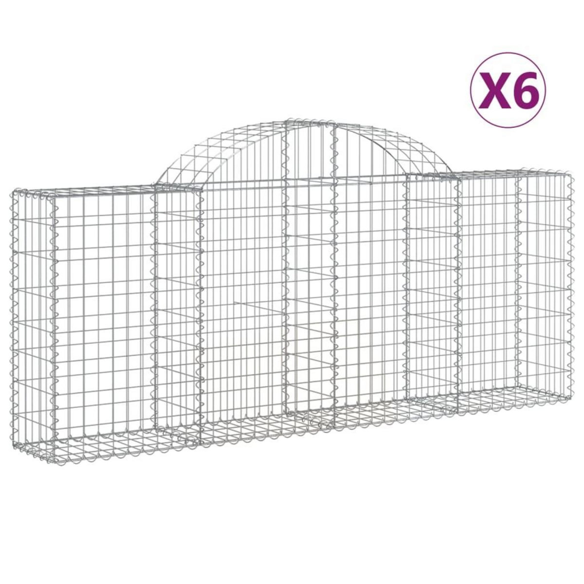 VIDAXL Paniers a gabions arques 6 pcs 200x30x80/100 cm Fer galvanise