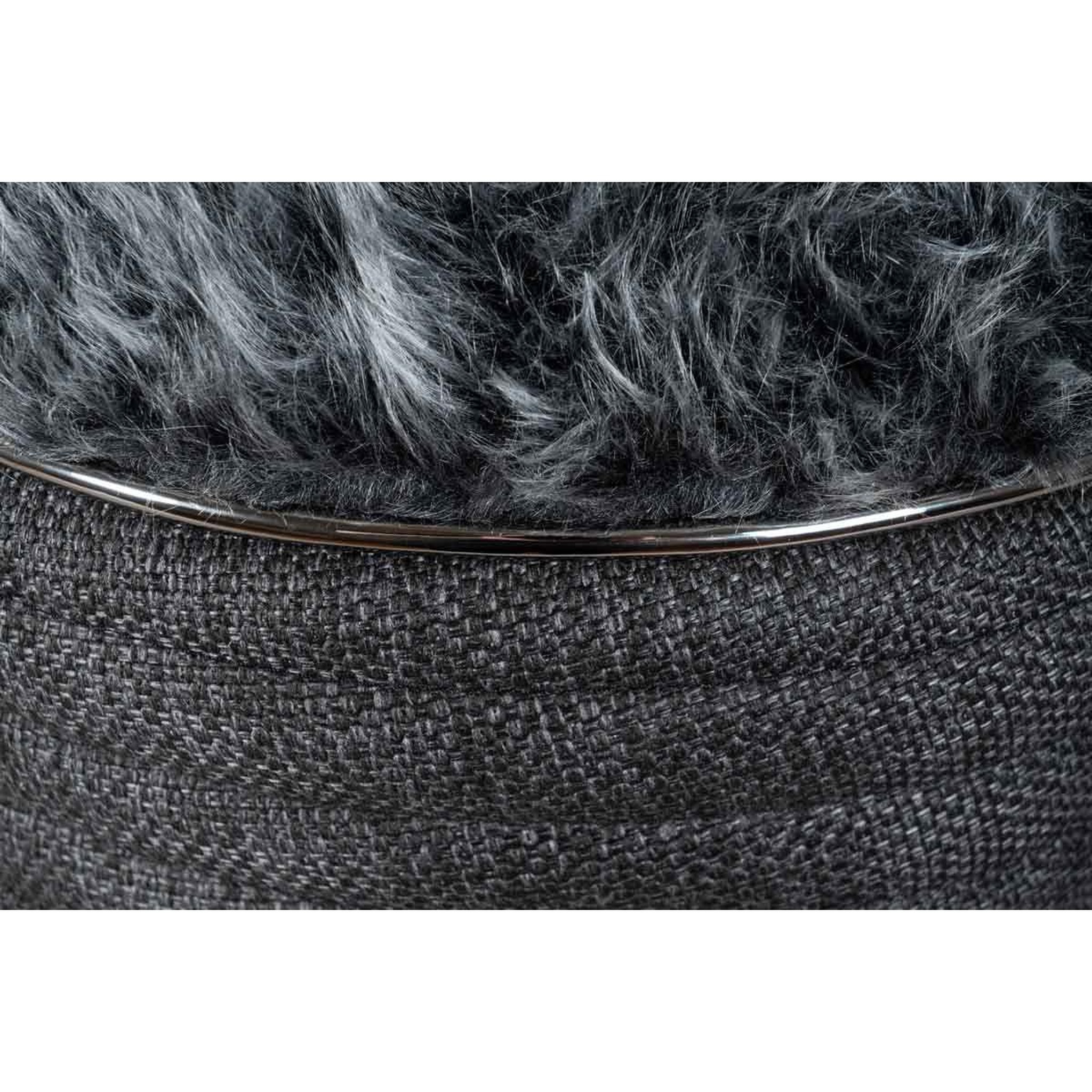 Voir la diapositive 4 : Paris Prix Tabouret en tissu  doric  50cm anthracite & argent
