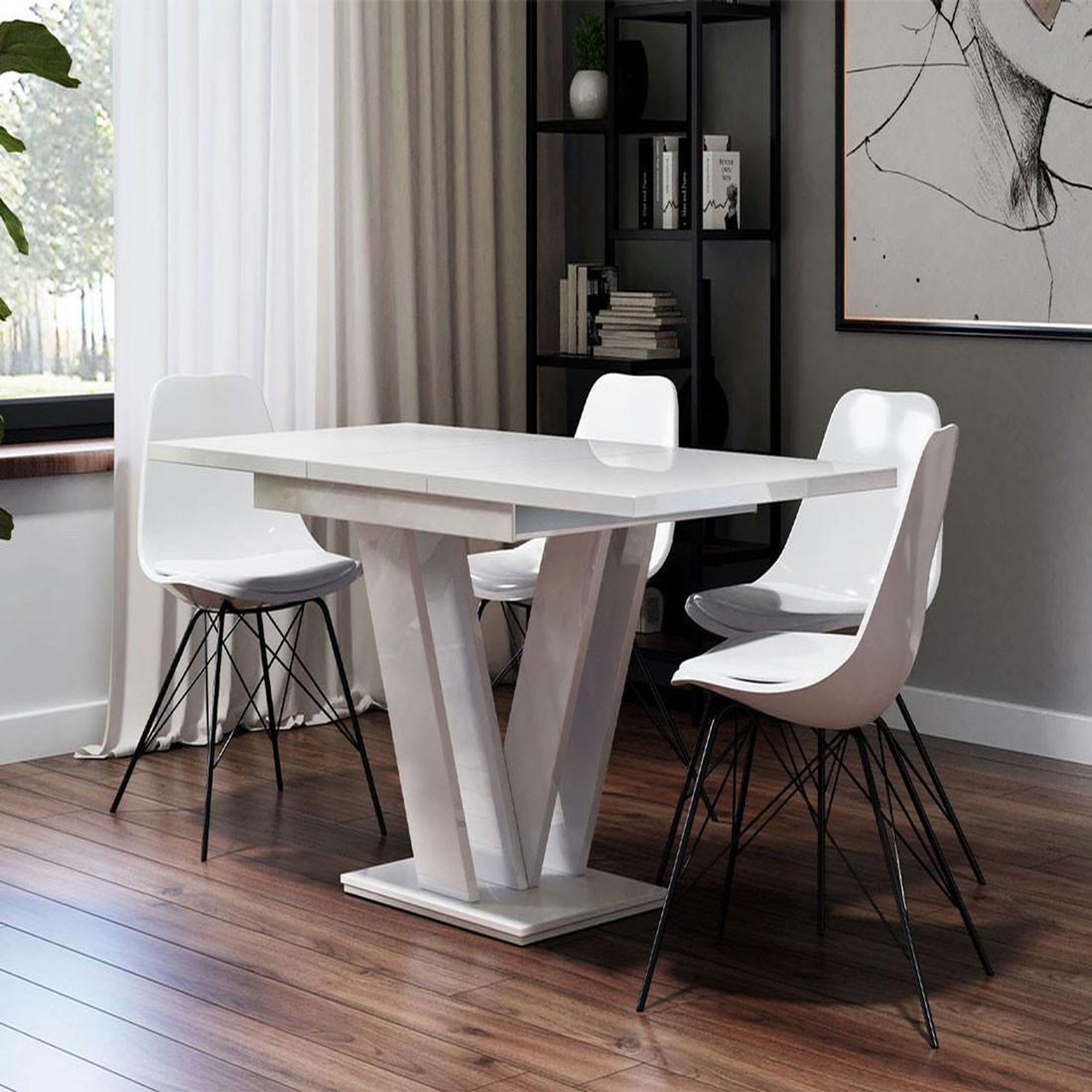 Voir la diapositive 4 : BEST MOBILIER Xandriel - table à manger extensible - blanc - 4 à 6 personnes