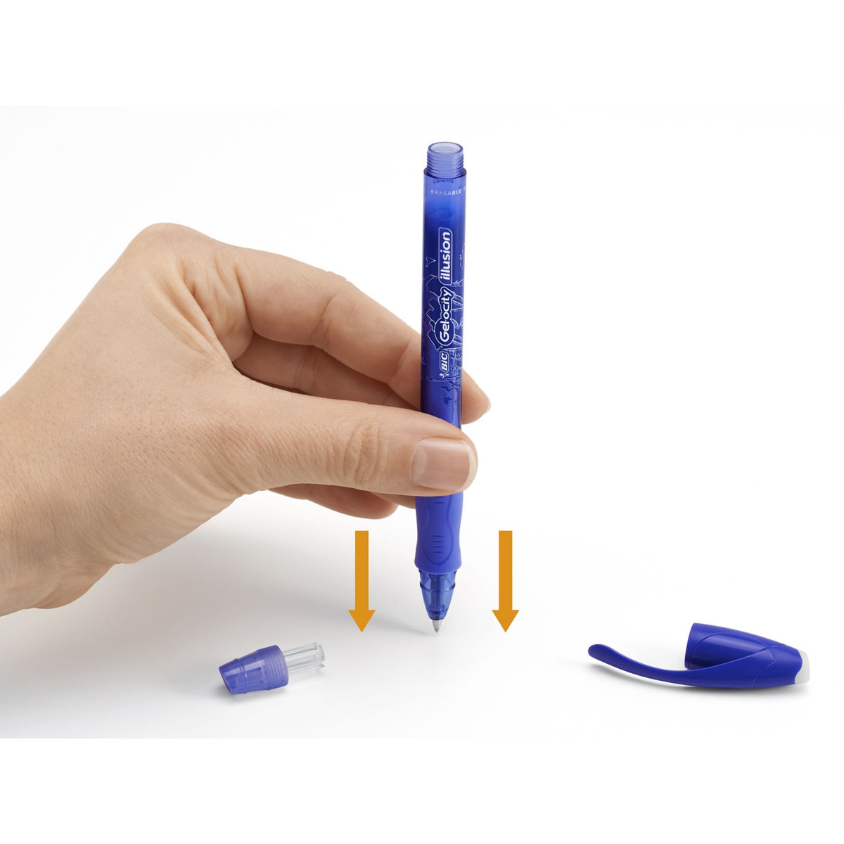 BIC Stylo gel effaçable pointe moyenne bleu + 2 recharges GEL-OCITY ILLUSION