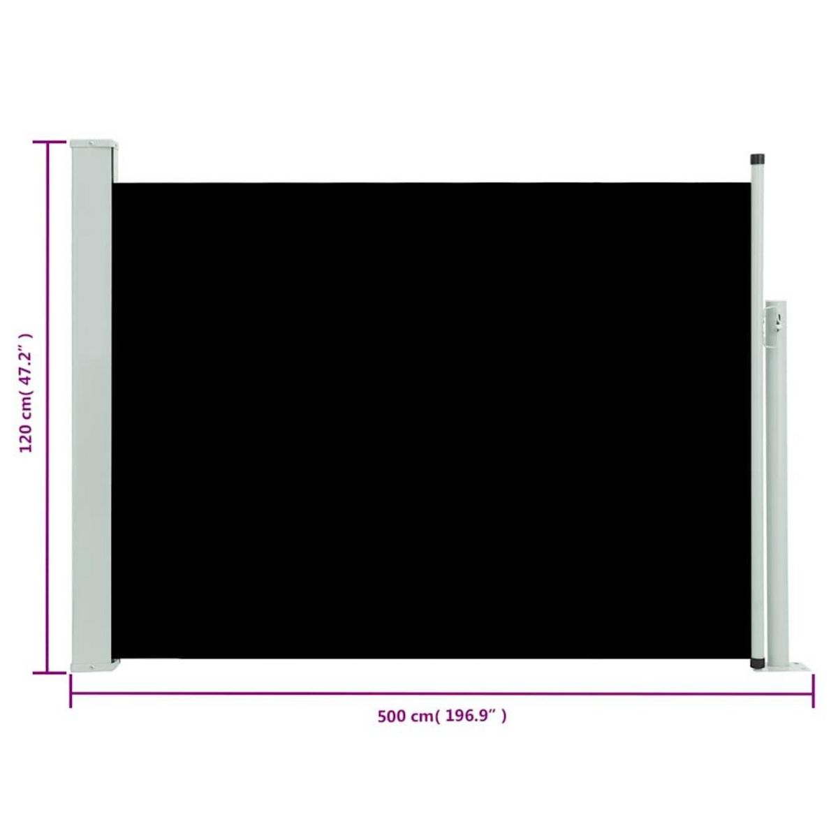 VIDAXL Auvent lateral retractable de patio 120x500 cm Noir
