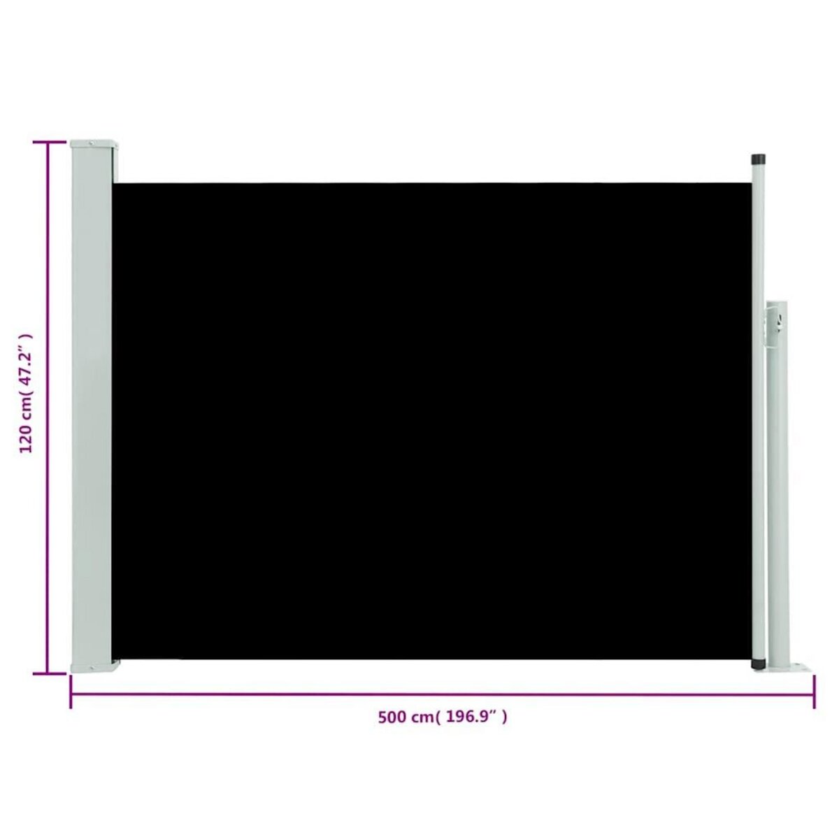 VIDAXL Auvent lateral retractable de patio 120x500 cm Noir