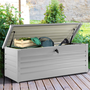 Voir la diapositive 2 : ID MARKET Coffre de rangement métal verrouillable gris clair pour jardin 600L 165x70x63 cm