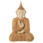 Paris Prix Statuette Déco  Bouddha Assis  39cm Beige