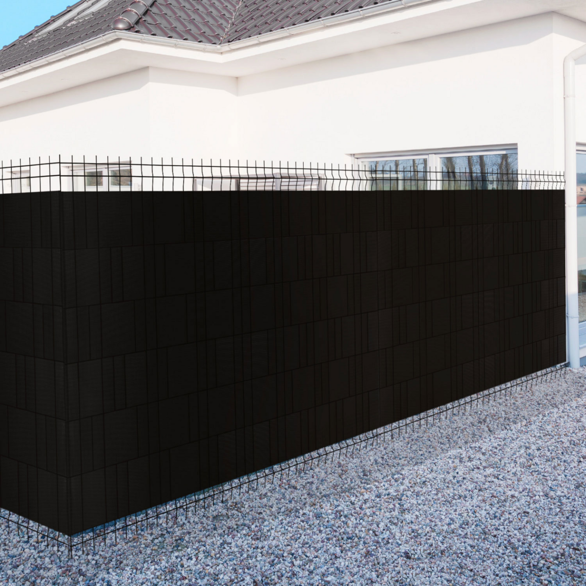 ID MARKET Kit de lamelles occultantes PVC souples noires horizontales 35 M