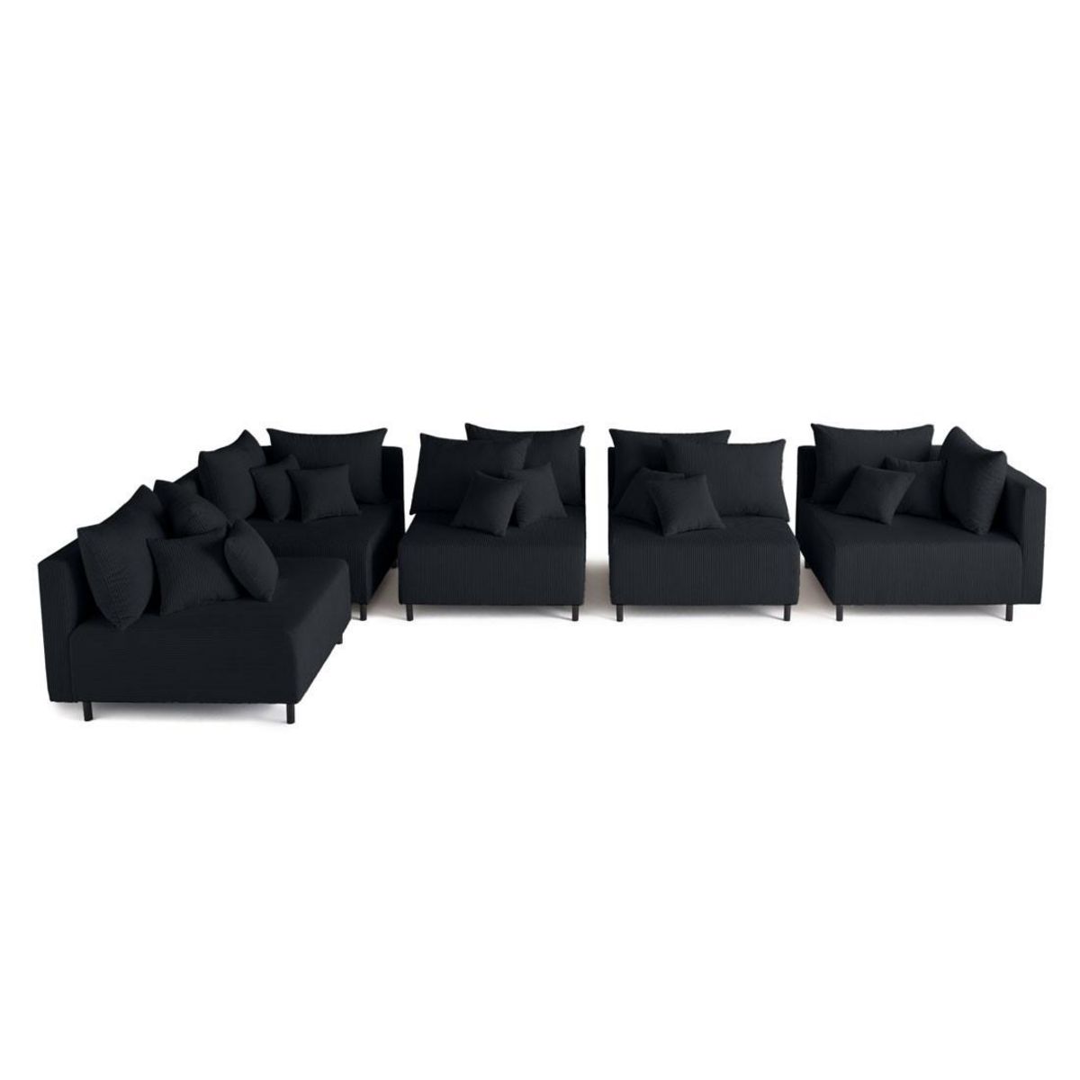 LISA DESIGN Edinburg - canapé modulable d'angle réversible 5 places - en velours côtelé