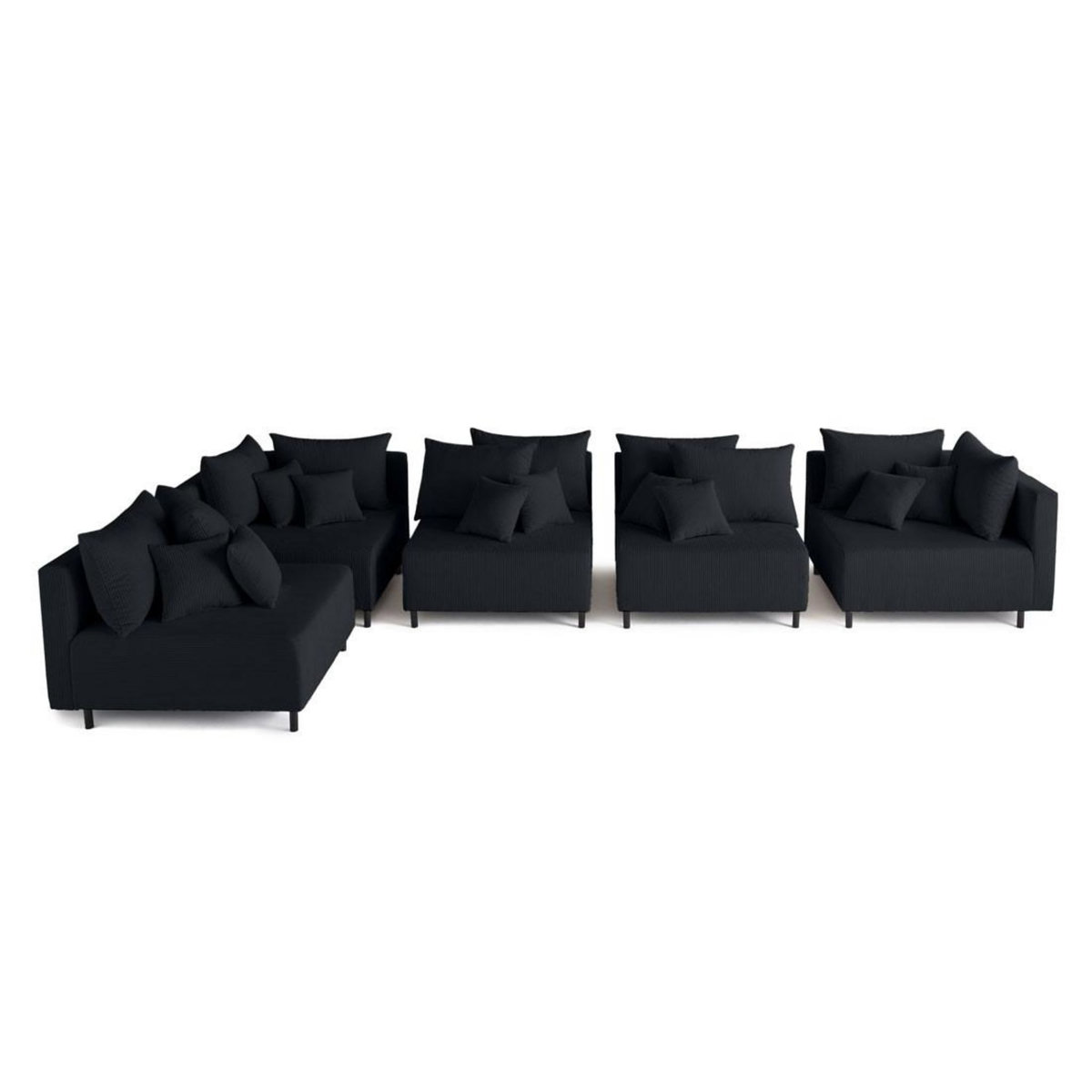 LISA DESIGN Edinburg - canapé modulable d'angle réversible 5 places - en velours côtelé