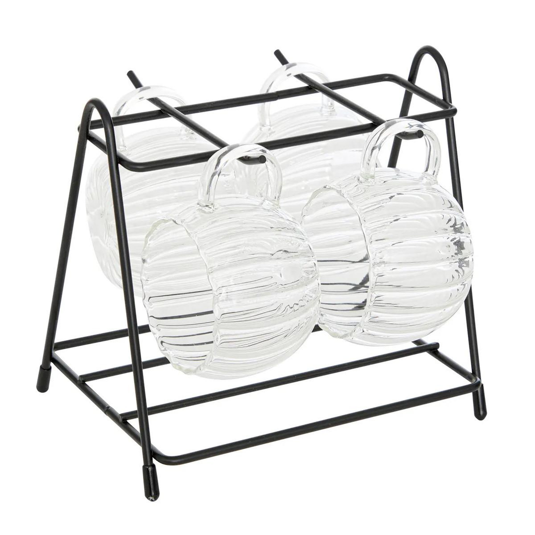 SECRET DE GOURMET Lot de 4 tasses à café sur rack  pumpkin  18cl transparent