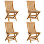 Voir la diapositive 1 : VIDAXL Chaises de jardin et coussins beige lot de 4 Bois teck massif