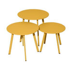 Proloisirs Lot 3 tables basses Massaï en acier - diamètre 40/45/50 cm - miel