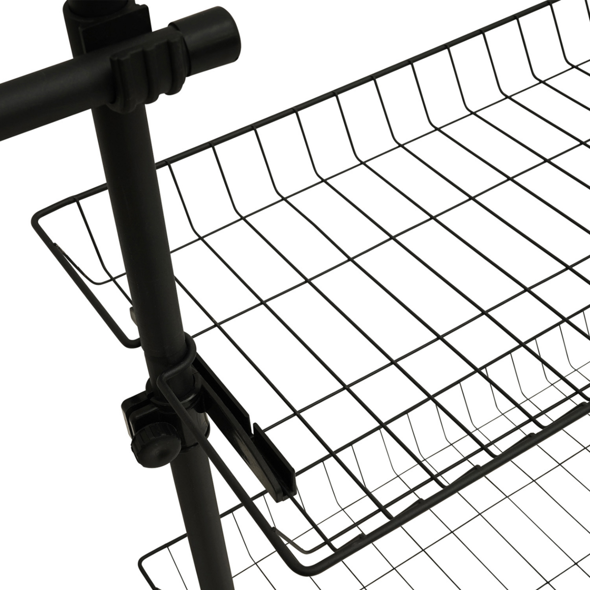 ID MARKET Dressing penderie télescopique extensible ELIOT 209/305 cm 5 penderies + 2 paniers en métal noir