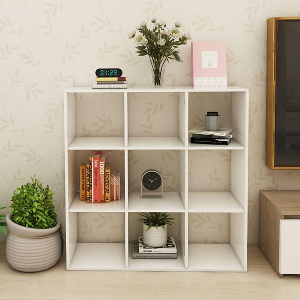 TOILINUX Etagère 9 cases - 104x29x108cm - Blanc