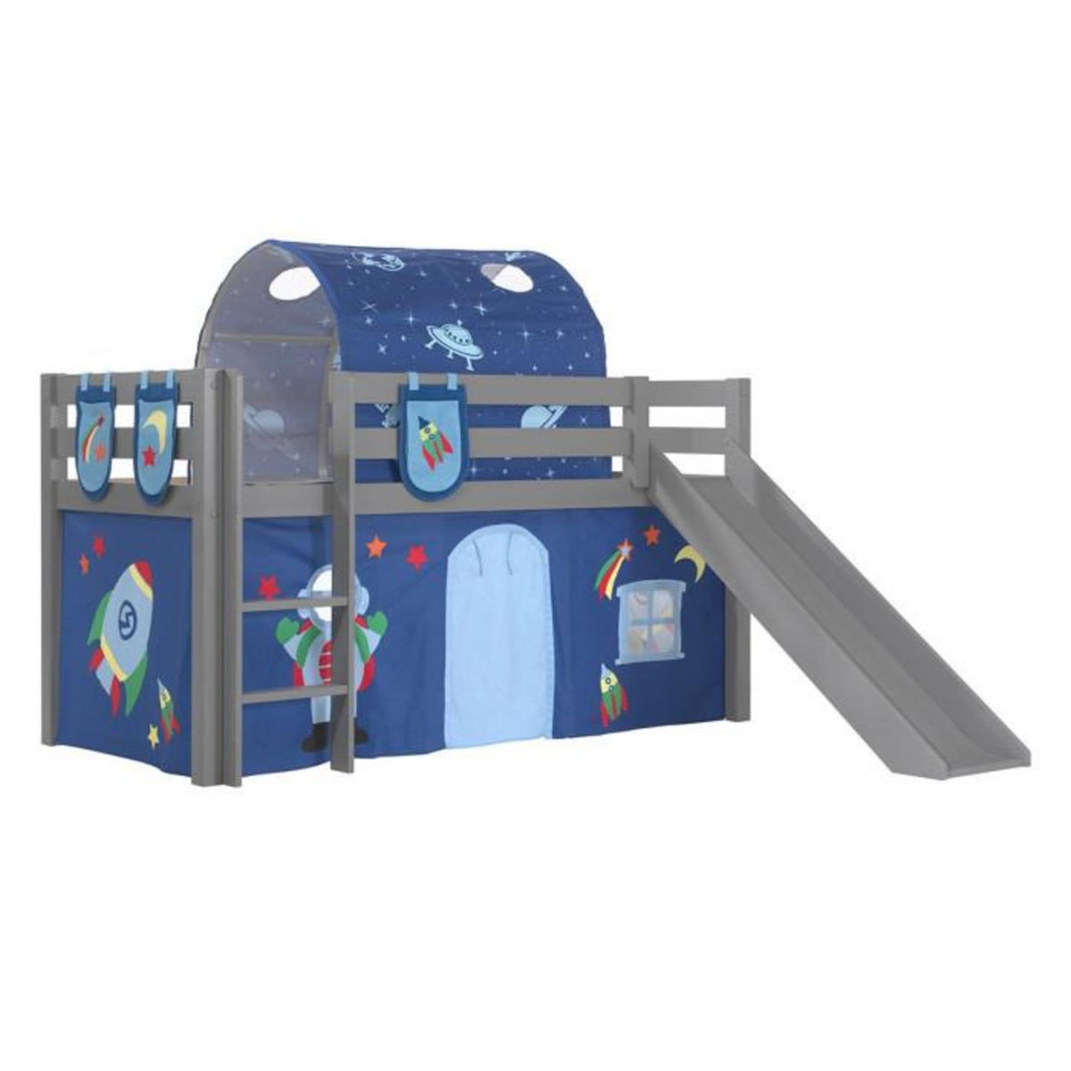 Paris Prix Pack - Lit Enfant, Tente, 3 Pochettes & Tunnel  Pino Astronaute II  Gris