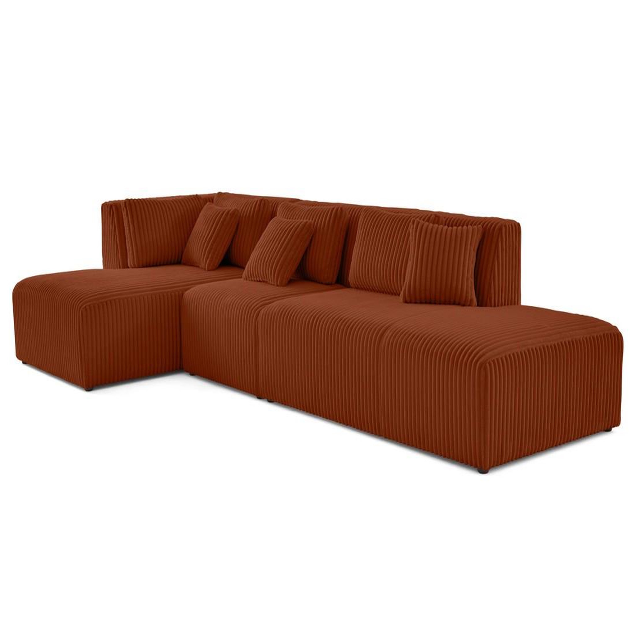 Voir la diapositive 2 : LISA DESIGN Victoire - canapé modulable d'angle gauche 5 places en velours côtelé grosses côtes